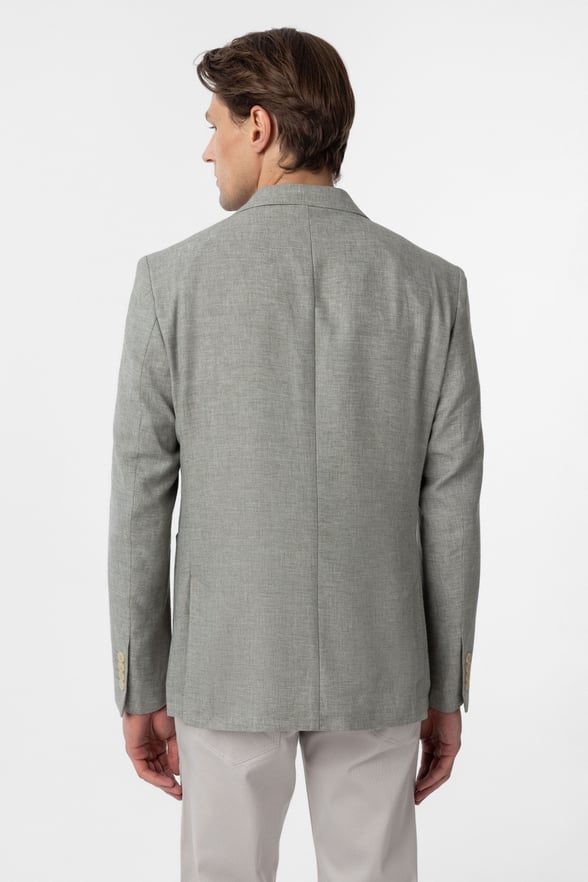 Su Yeşili Slim Fit Düz Mono Yaka 6 Drop Ceket