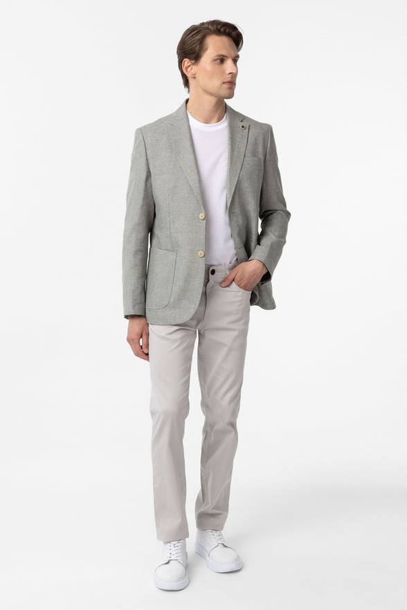 Su Yeşili Slim Fit Düz Mono Yaka 6 Drop Ceket
