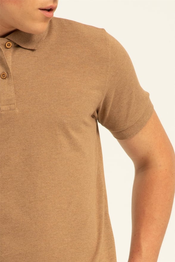 Sütlü Kahve Slim Armürlü Polo Yaka  Tişört