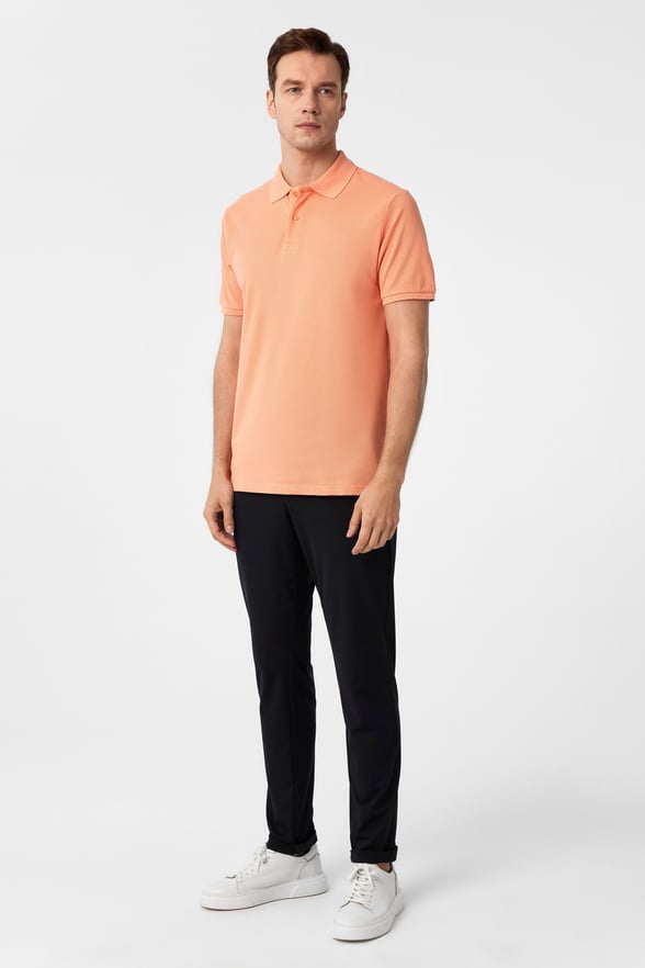 Sütlü Kahve Slim Fit Armürlü Polo Yaka Tişört