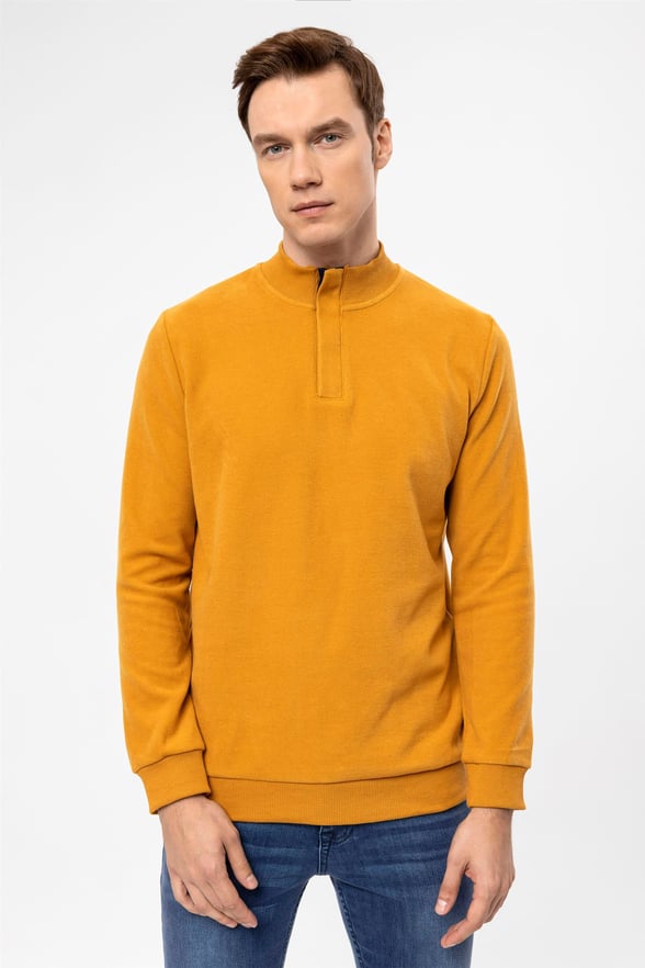 Taba Regular Kapitone Yarım Balıkçı Yaka Sweatshirt