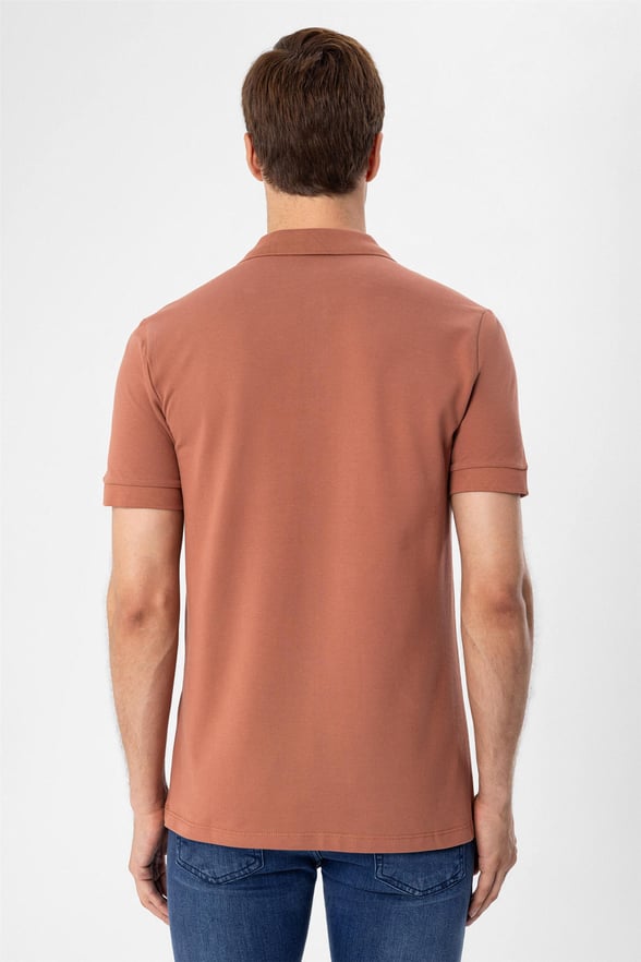 Taba Slim Armürlü Polo Yaka  Tişört