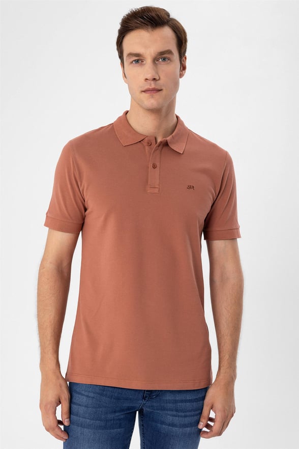 Taba Slim Armürlü Polo Yaka  Tişört