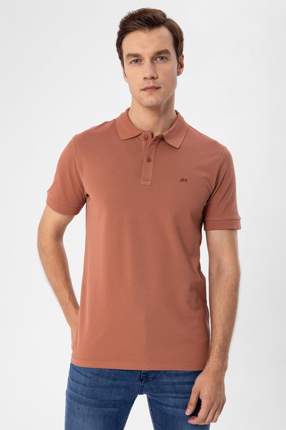 Taba Slim Armürlü Polo Yaka  Tişört