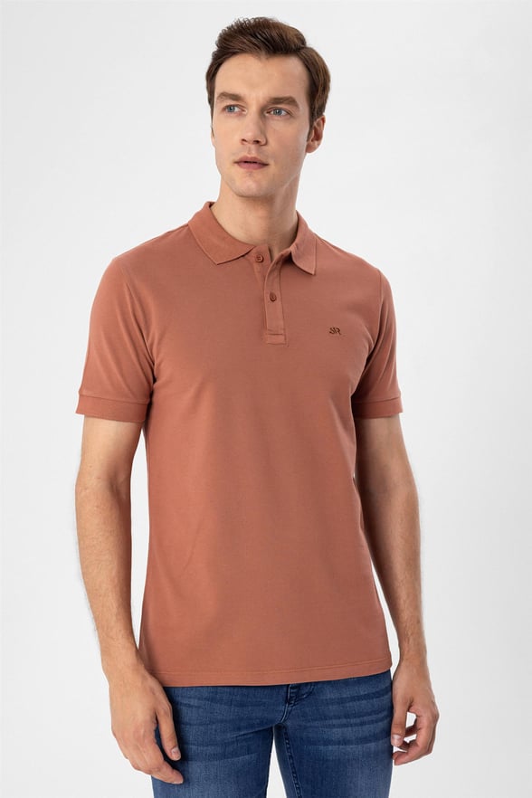 Taba Slim Armürlü Polo Yaka  Tişört