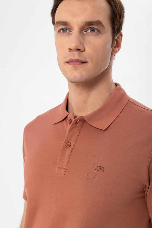 Taba Slim Armürlü Polo Yaka  Tişört