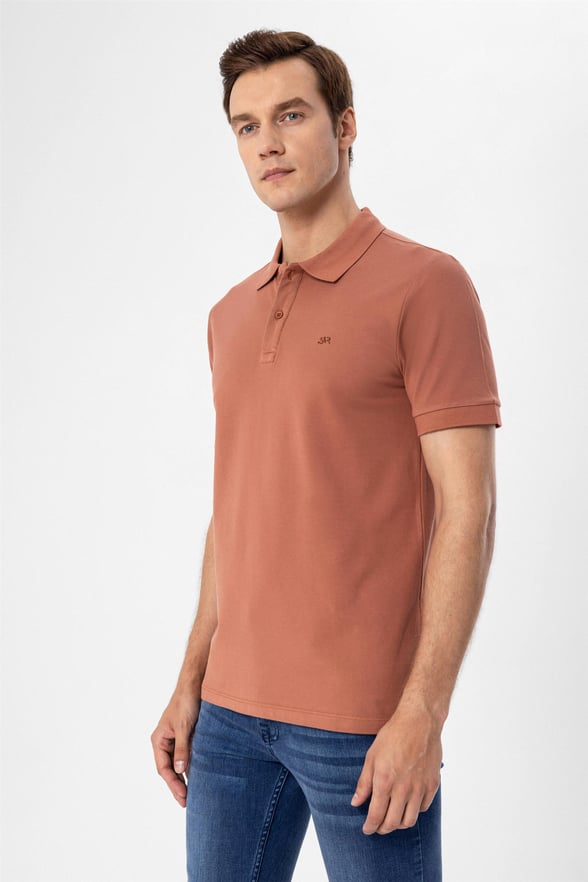 Taba Slim Armürlü Polo Yaka  Tişört