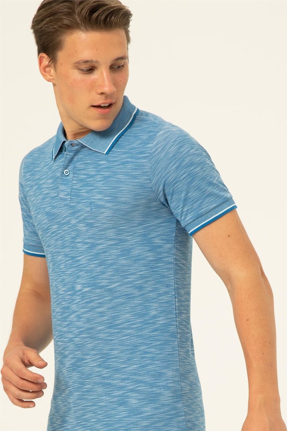 TURKUAZ Slim Armürlü Polo Yaka  Tişört