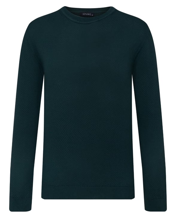 YEŞİL 6 Slim Armürlü O Yaka  Triko