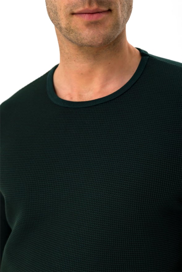 YEŞİL 7 Slim Armürlü O Yaka  Sweatshirt
