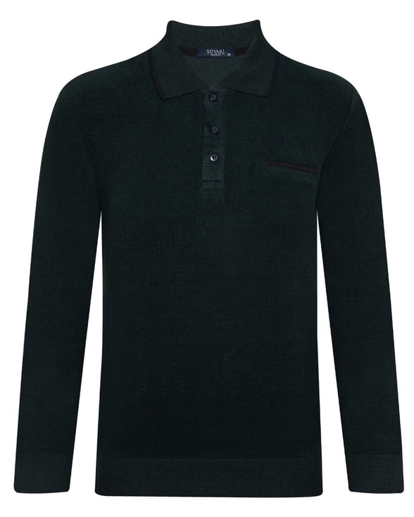 YEŞİL HAKİ 2 Regular Armürlü Polo Yaka  Triko