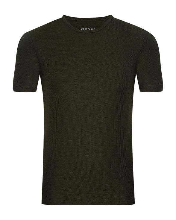 YEŞİL HAKİ 2 Slim Armürlü O Yaka  Tişört