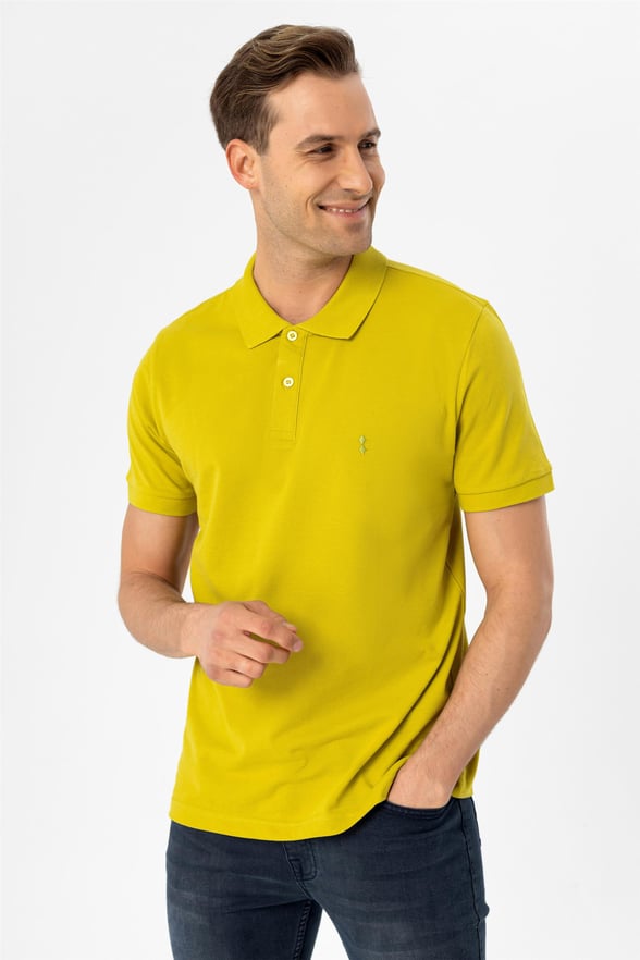 YEŞİL HAKİ 2 Slim Armürlü Polo Yaka  Tişört