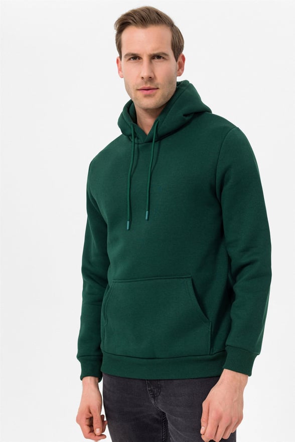 YEŞİL HAKİ 4 Regular Düz Kapişonlu Yaka  Sweatshirt