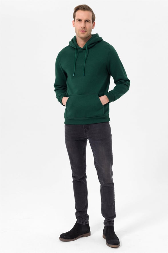 YEŞİL HAKİ 4 Regular Düz Kapişonlu Yaka  Sweatshirt