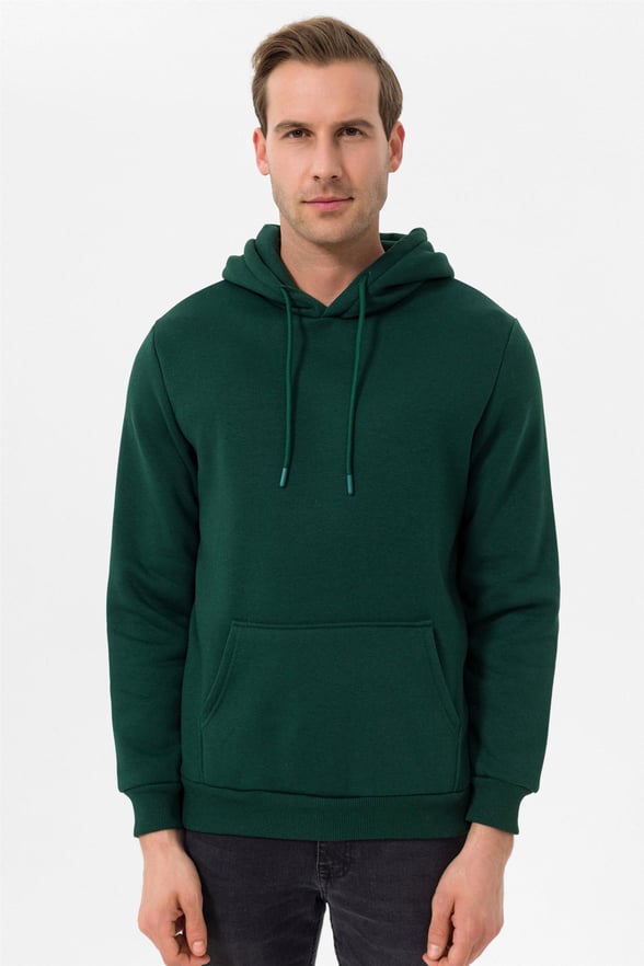 YEŞİL HAKİ 4 Regular Düz Kapişonlu Yaka  Sweatshirt