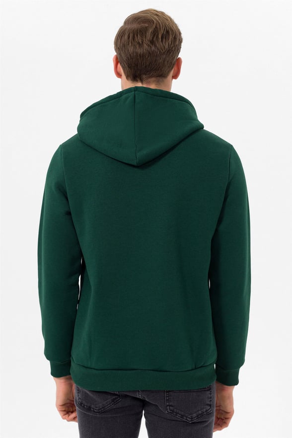 YEŞİL HAKİ 4 Regular Düz Kapişonlu Yaka  Sweatshirt