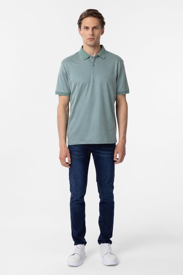 Yeşil Regular Baskılı Polo Yaka Tişört