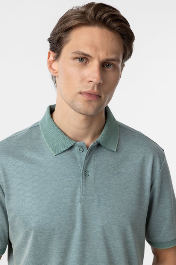 Yeşil Regular Baskılı Polo Yaka Tişört