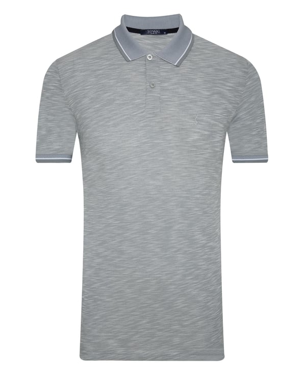 Açık Gri Slim Armürlü Polo Yaka  Tişört