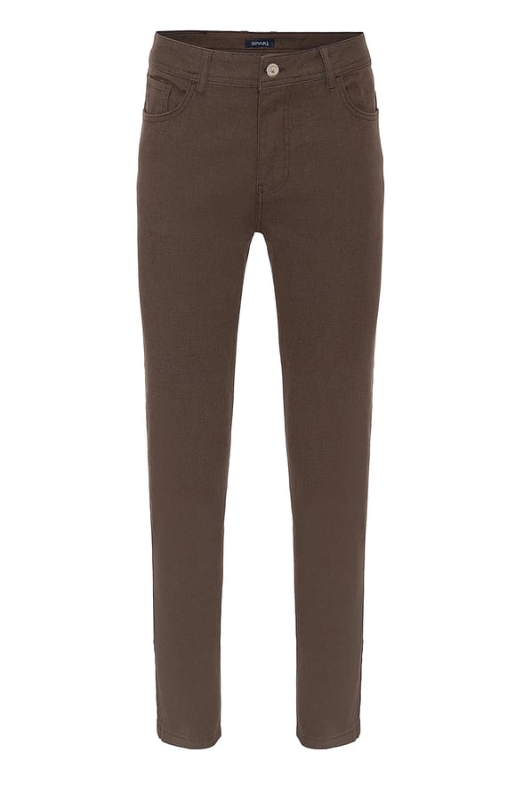 Açık Kahve Slim 5 Cep Kalıp Armürlü   Pantolon