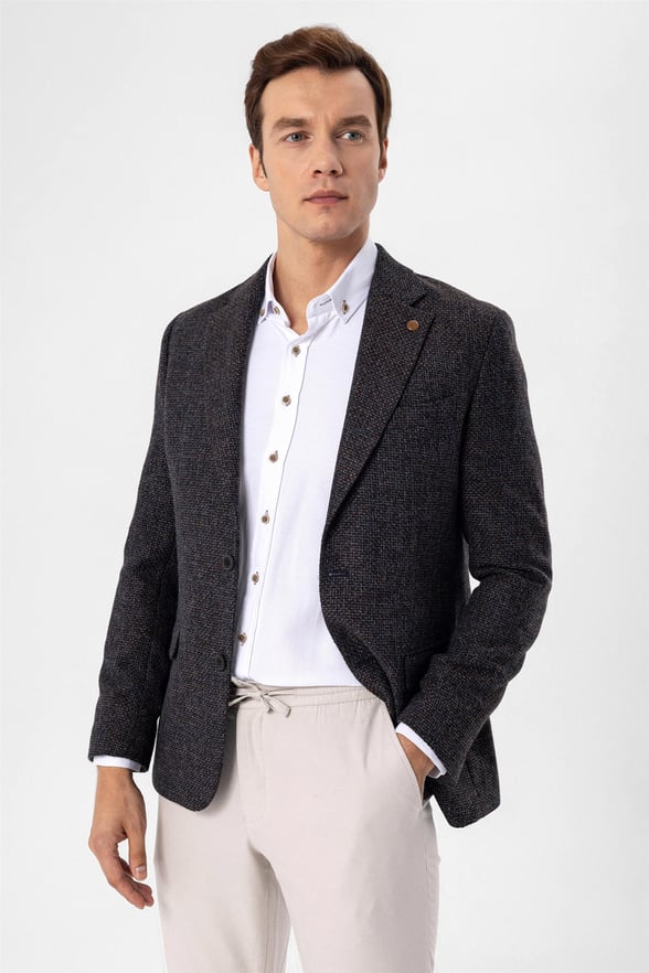 Açık Kahve Slim Armürlü Mono Yaka 6 Drop                                                       Ceket
