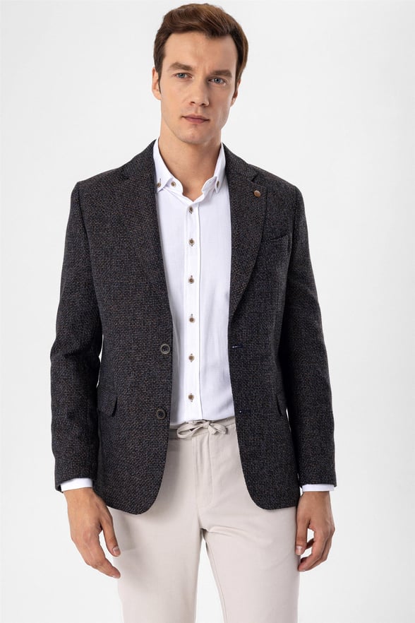 Açık Kahve Slim Armürlü Mono Yaka 6 Drop                                                       Ceket