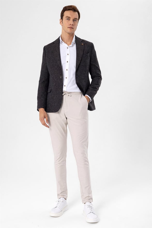Açık Kahve Slim Armürlü Mono Yaka 6 Drop                                                       Ceket