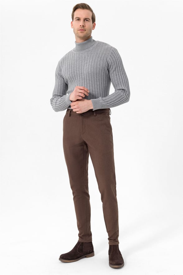 Açık Kahve Slim Armürlü   Pantolon