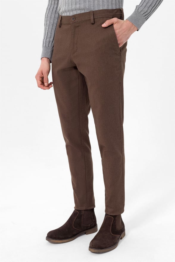 Açık Kahve Slim Armürlü   Pantolon