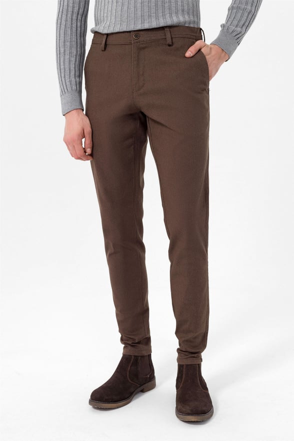 Açık Kahve Slim Armürlü   Pantolon