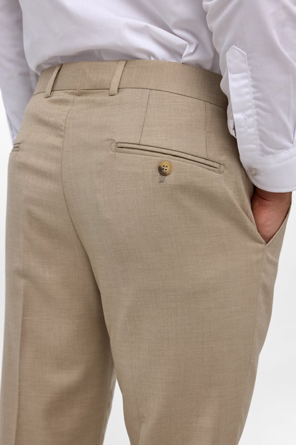 Bej Regular Armürlü Pantolon