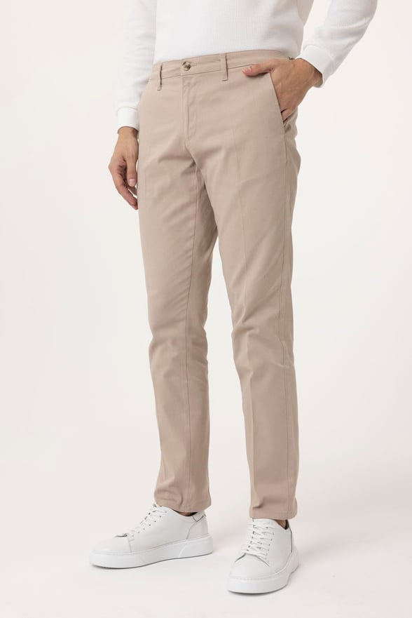 Bej Regular Armürlü Pantolon