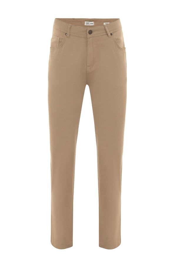 Bej Regular Armürlü Pantolon