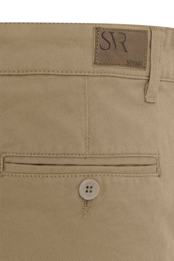Bej Regular Armürlü Pantolon