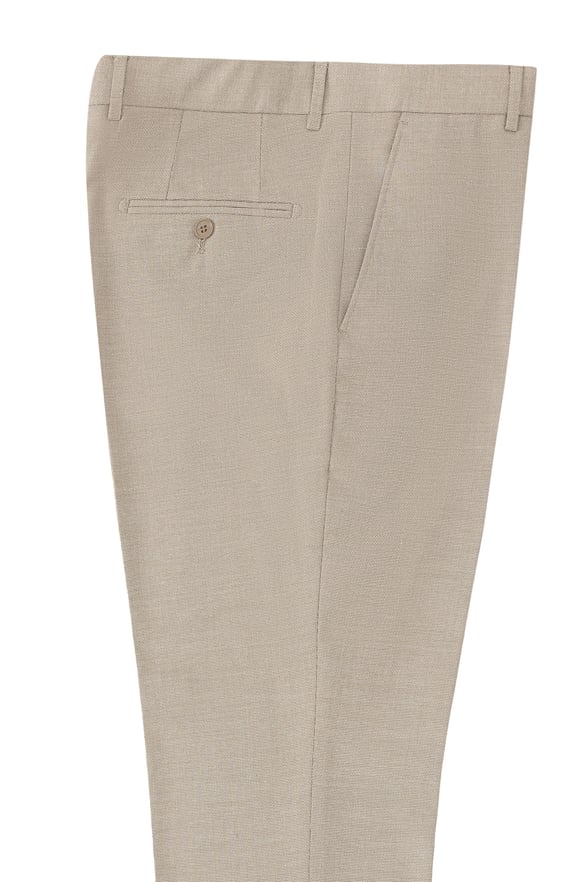 Bej Regular Armürlü Pantolon