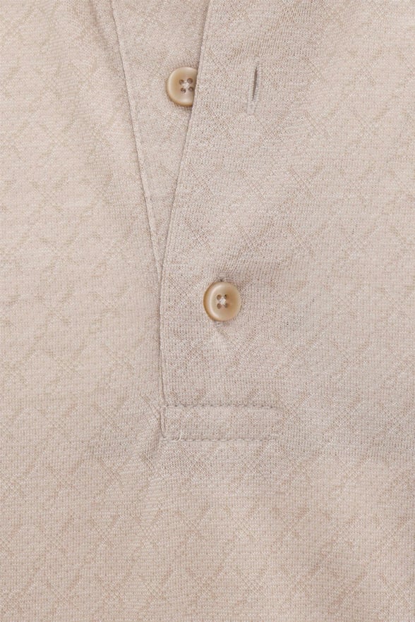 Bej Regular Desenli Polo Yaka Tişört