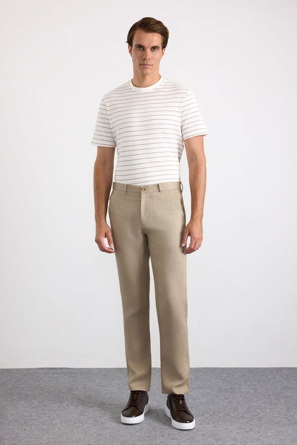 Bej Regular Düz Düz Normal Bel Standart Jogger Pantolon