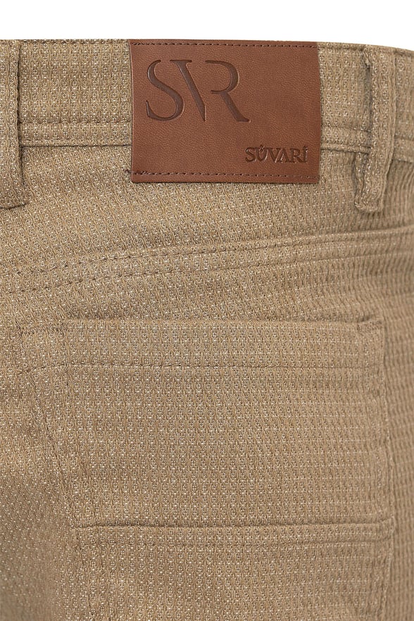 Bej Slim 5 Cep Kalıp Armürlü   Pantolon
