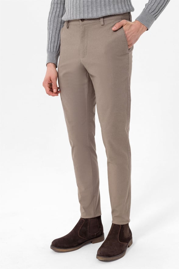 Bej Slim Armürlü   Pantolon