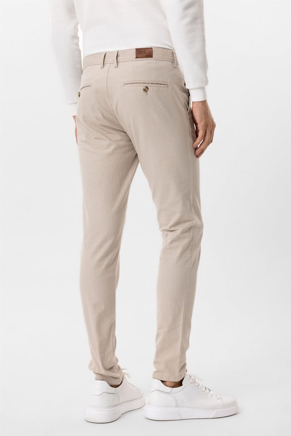 Bej Slim Armürlü Pantolon