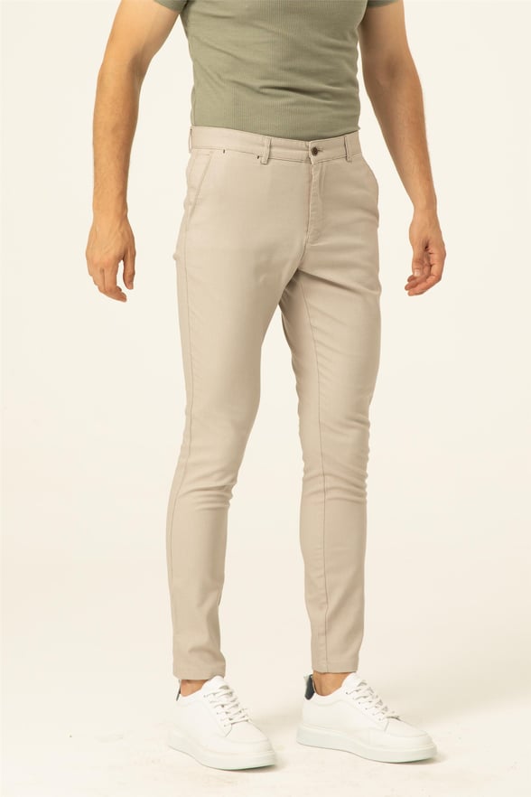 Bej Slim Armürlü   Pantolon