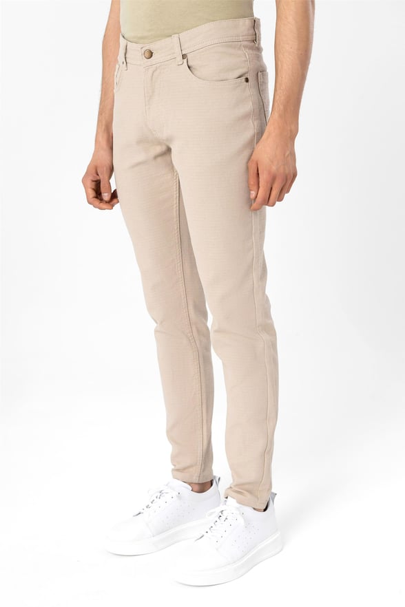 Bej Slim Armürlü   Pantolon