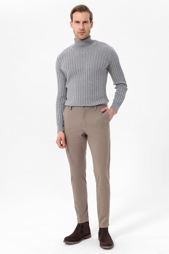 Bej Slim Armürlü   Pantolon