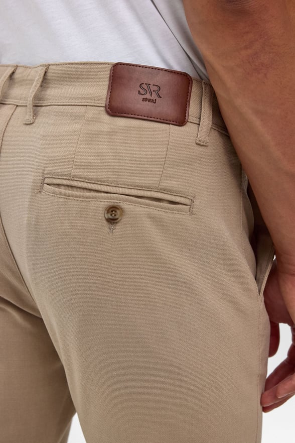 Bej Slim Desenli Pantolon