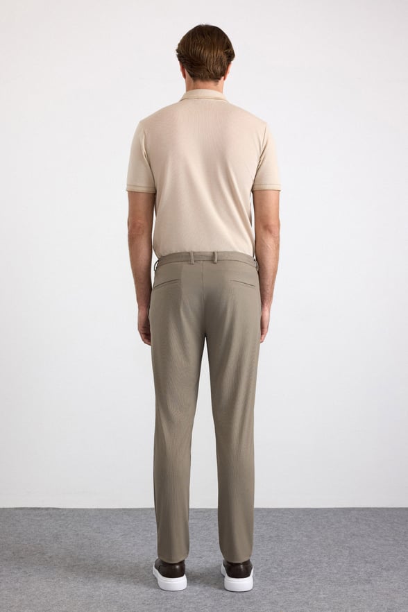 Bej Slim Düz Jogger Pantolon