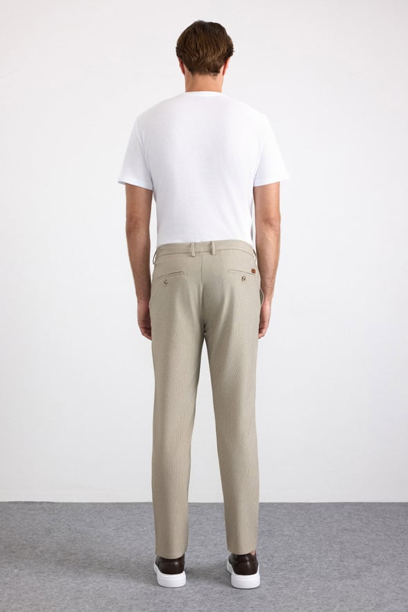 Bej Slim Düz Jogger Pantolon