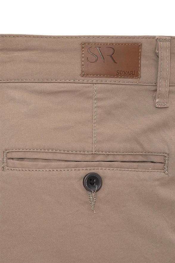 Bej Slim Düz Pantolon