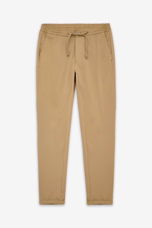 Bej Slim Fit Düz Jogger Pantolon