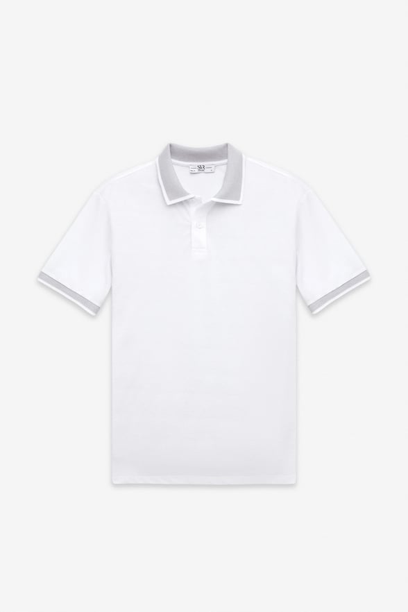 Beyaz Regular Düz Baskısız Pike Polo Yaka Standart Tişört